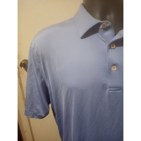 Peter Millar Polo Shirt Mens Large Blue Striped Summer Comfort Stretch 1922 Logo - Picture 5 of 14